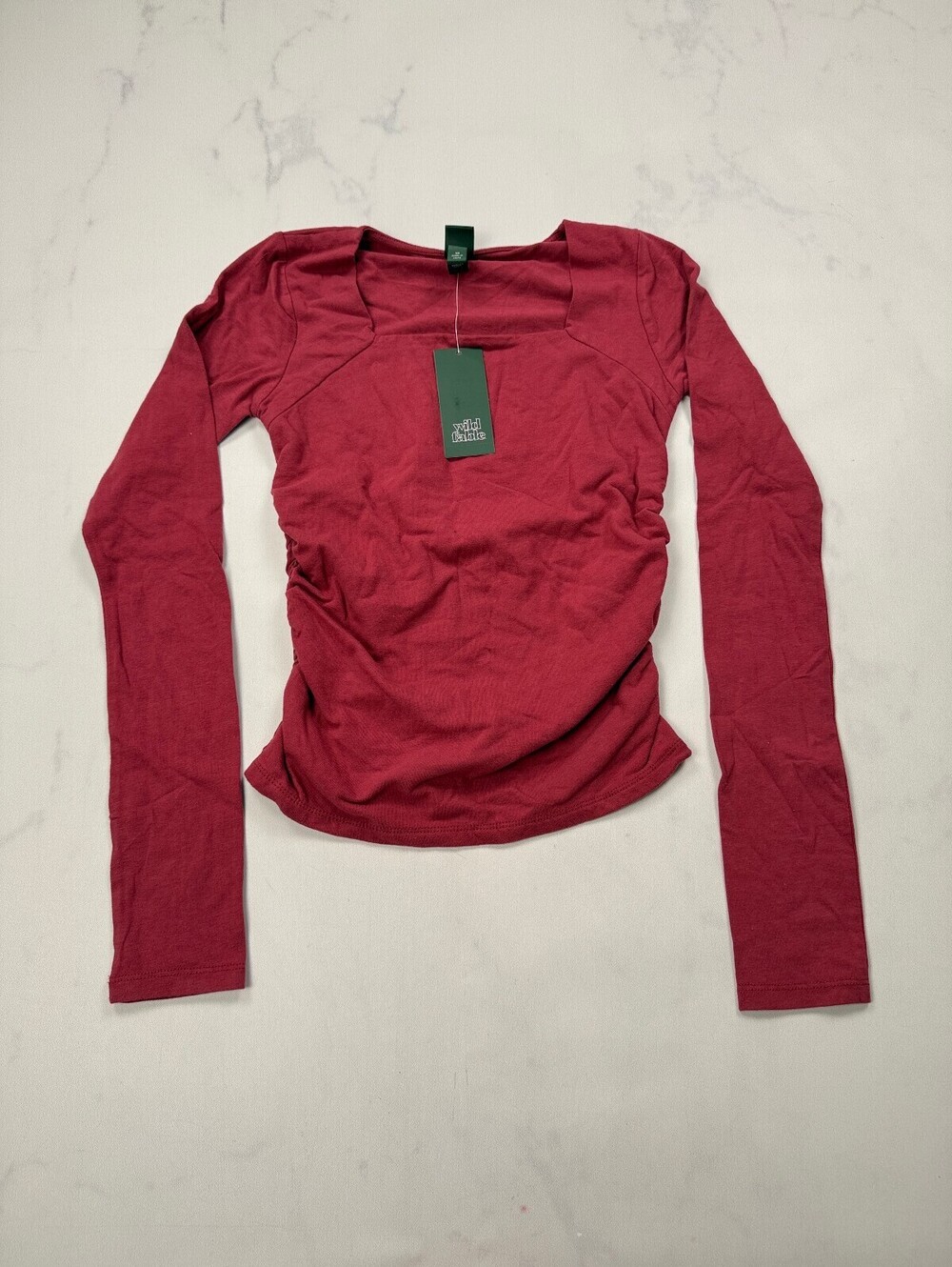 Wild Fable Responsible Blouse Burgundy Modern Feminine Fitted - Womens XS